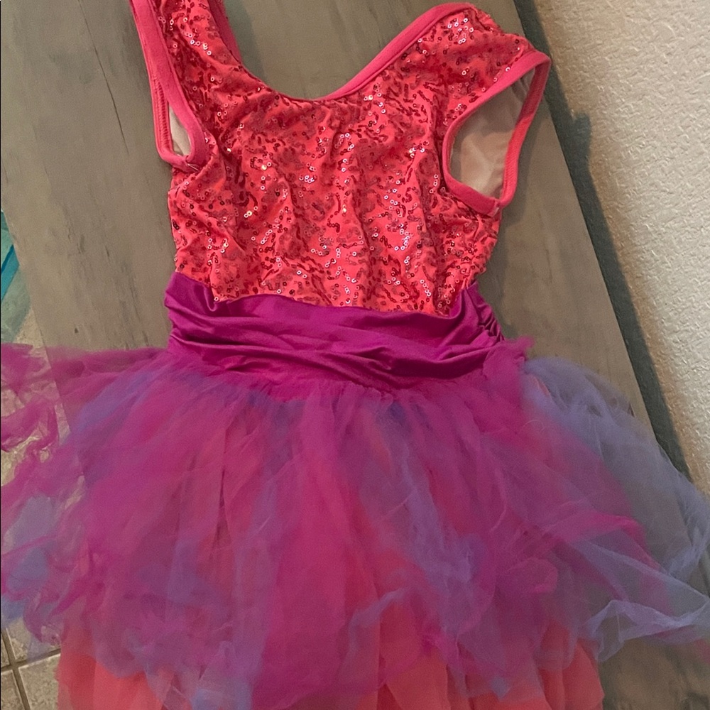 Weissman Pink and Purple Sequin Kids Dance Costume